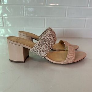 ALEXANDRE BIRMAN Lanny Crochet Leather Slide Sandals, Beige size 40.5